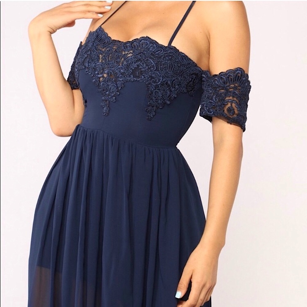 💙 Fashion Nova Navy Maxi Chiffon Dress 💙